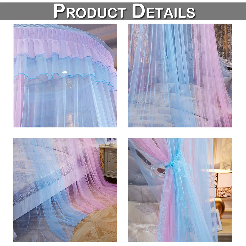 Bed Canopy Double Colors Hung Mosquito Net Princess Bed Tent Curtain Foldable Canopy on the Bed Elegant Fairy Lace Dossels D30