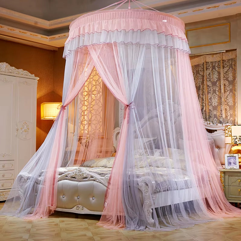Bed Canopy Double Colors Hung Mosquito Net Princess Bed Tent Curtain Foldable Canopy on the Bed Elegant Fairy Lace Dossels D30