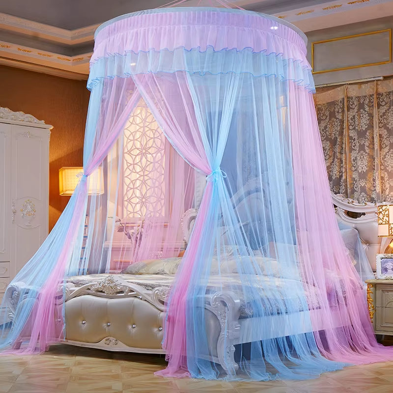 Bed Canopy Double Colors Hung Mosquito Net Princess Bed Tent Curtain Foldable Canopy on the Bed Elegant Fairy Lace Dossels D30