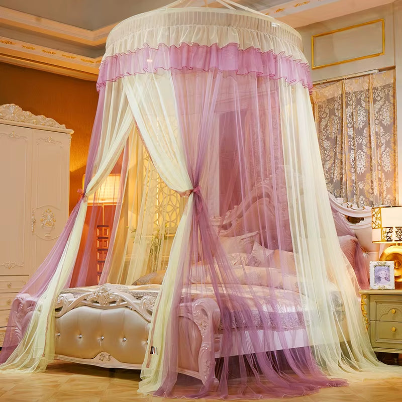 Bed Canopy Double Colors Hung Mosquito Net Princess Bed Tent Curtain Foldable Canopy on the Bed Elegant Fairy Lace Dossels D30