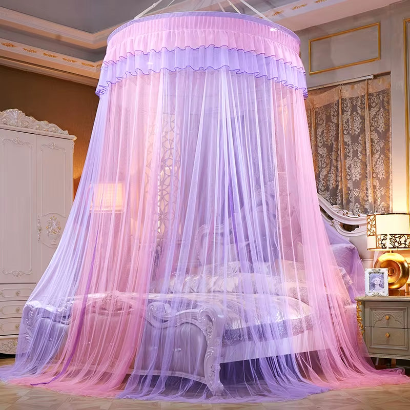 Bed Canopy Double Colors Hung Mosquito Net Princess Bed Tent Curtain Foldable Canopy on the Bed Elegant Fairy Lace Dossels D30