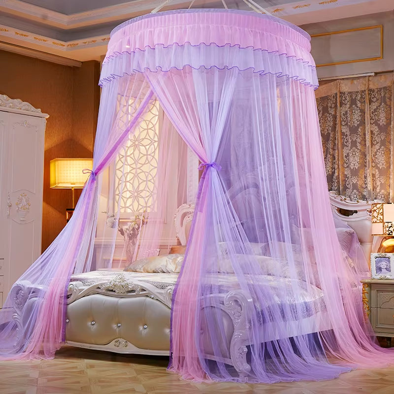 Bed Canopy Double Colors Hung Mosquito Net Princess Bed Tent Curtain Foldable Canopy on the Bed Elegant Fairy Lace Dossels D30