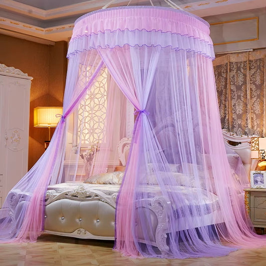Bed Canopy Double Colors Hung Mosquito Net Princess Bed Tent Curtain Foldable Canopy on the Bed Elegant Fairy Lace Dossels D30