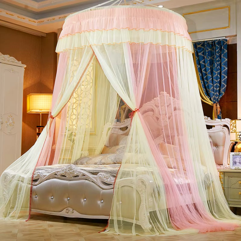 Bed Canopy Double Colors Hung Mosquito Net Princess Bed Tent Curtain Foldable Canopy on the Bed Elegant Fairy Lace Dossels D30